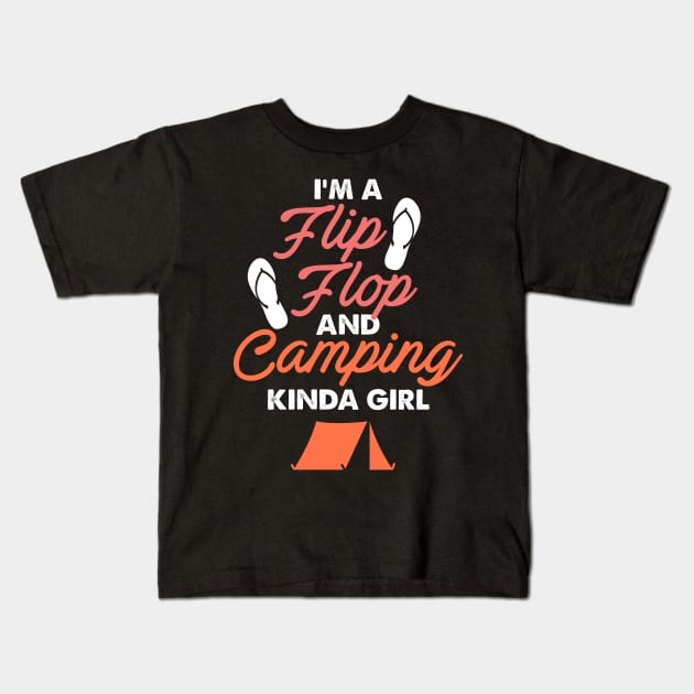 Camping Girl Kids T-Shirt by Shiva121